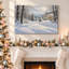 " Snowy Cottage in Sunlit Mountain Forest Christmas " Painting-584122118