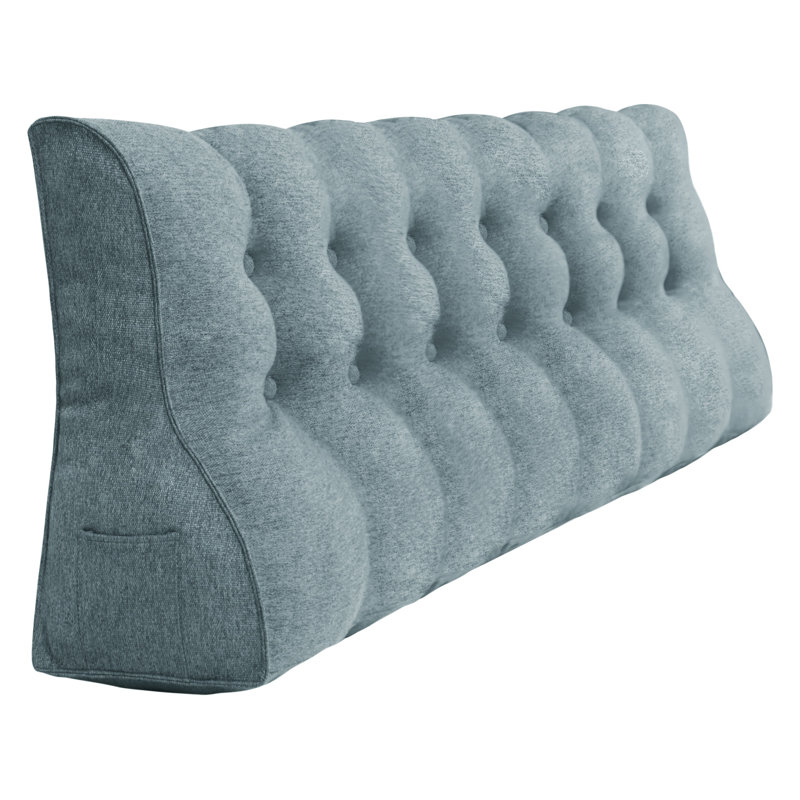 Linen Bed Rest Back Contour Headboard Wedge Reading Pillow, 76" x 22", Grey