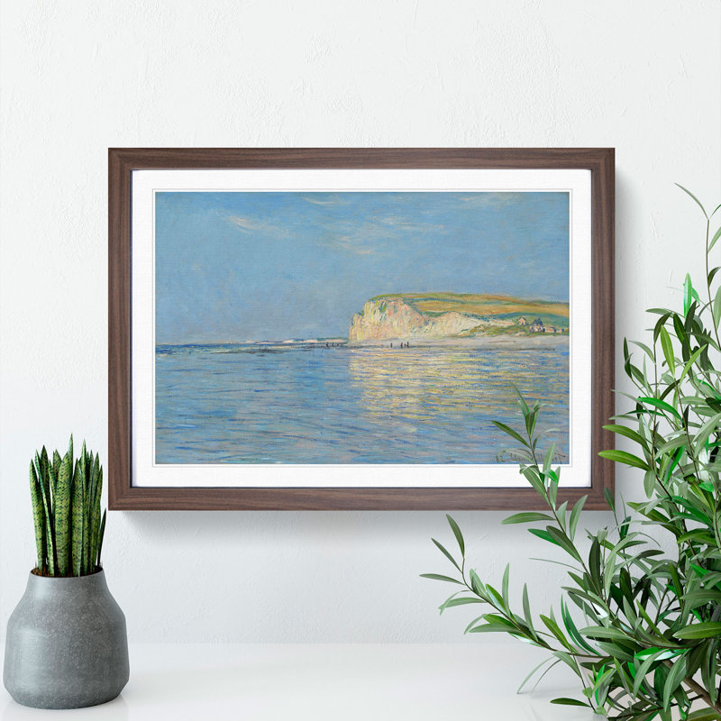 Low Tide at Pourville by Claude Monet - Picture Frame Painting, 27cm H x 36cm W x 2cm D, Walnut Framed