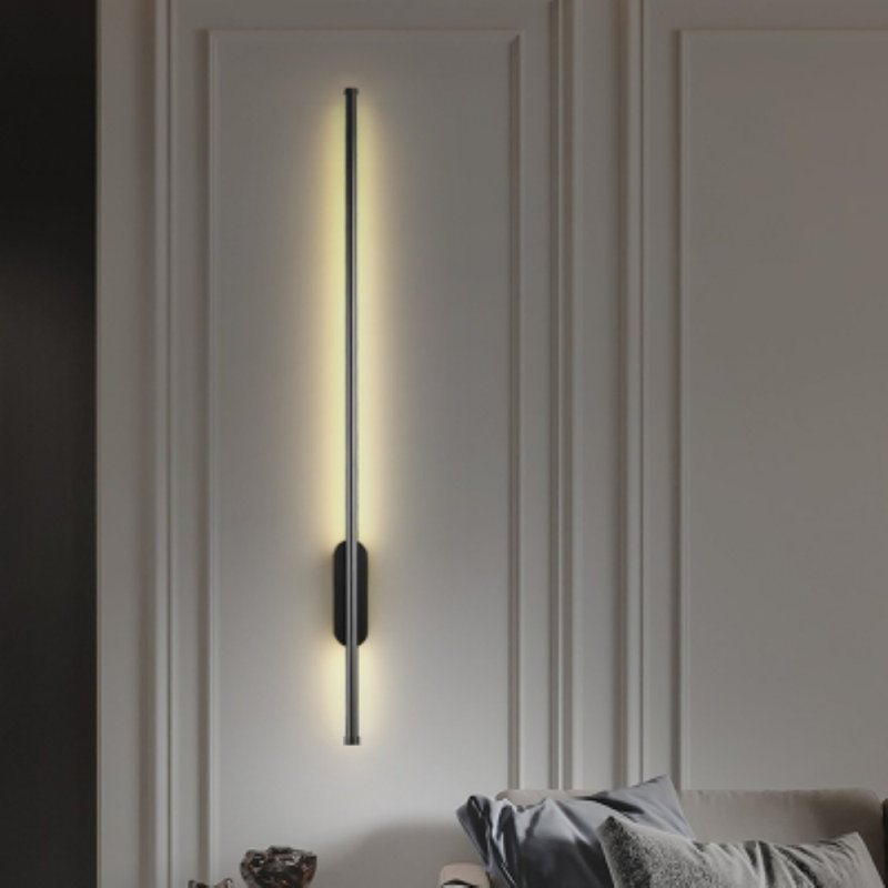 Applique murale ovale Leger , Noir, H 47 po x l 3 po x P 2 po, App + Alexa (Cold White 6000K + RGB) - Plug