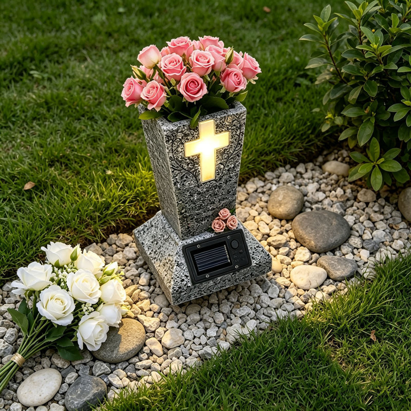 resin pot Solar-powered Tombstone Vase