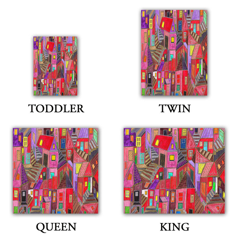 Ensemble de housse de couette vers le haut et le centre de ville, 1 housse simple + 1 taie standard