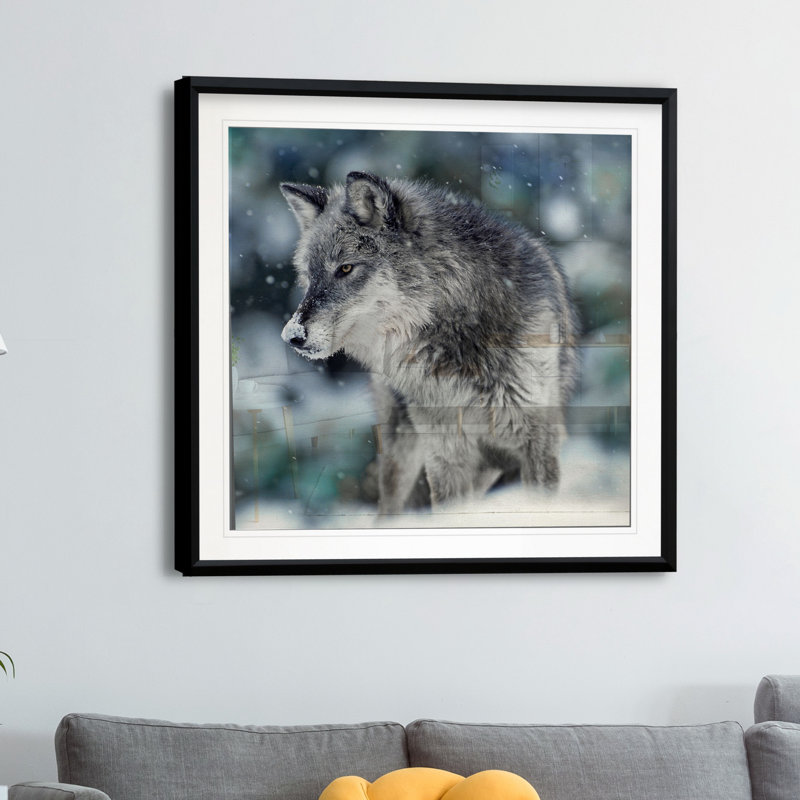 « winter watch », reproduction de photo, H 17,5 po x l 17,5 po x P 1,5 po, Cadre plastique noir