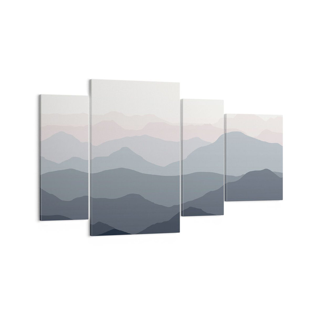 4-tlg. Leinwandbilder-Set Mountains Graphics Crayon