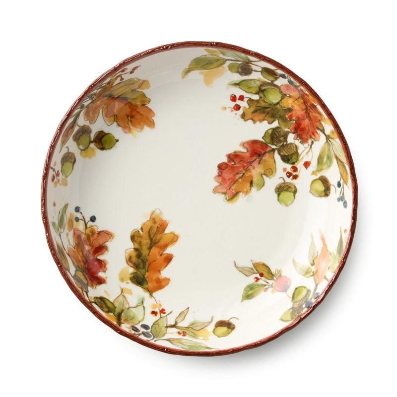 Ensemble de 4 bols à soupe Autumn Meadows - De larges bols en grès accueillants de 34 onces peints avec des plantes de récolte, conçus pour contenir chaque soupe, ragoût et piment de la saison.
