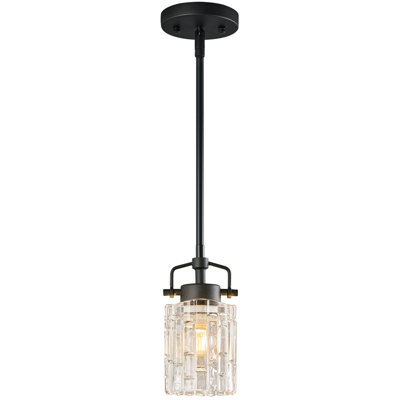 Pressed Glass Pendant Lights Kitchen Island 1 Pack Metal Rod Pendant Light Modern Farmhouse Pendant Lighting for Bedroom Bathroom Hanging Light Fixtures