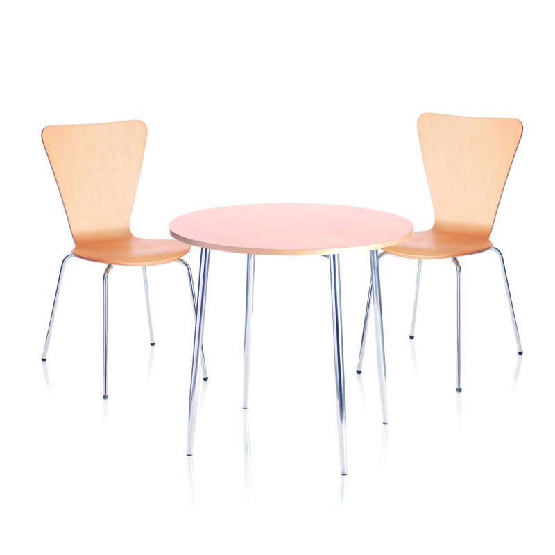 Round Metal Base Dining Table, Beech