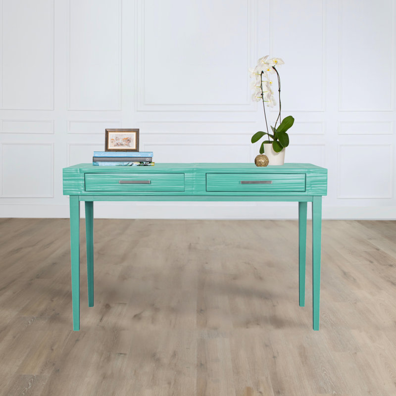 Andros Solid Wood Base Writing Desk, Truquoise
