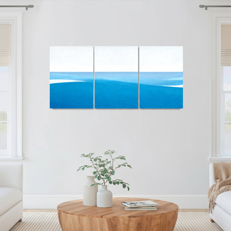 «Abstract Wave», ensemble de 3 reproductions d'art sur toiles tendues sur toile, H 30 po x l 60 po