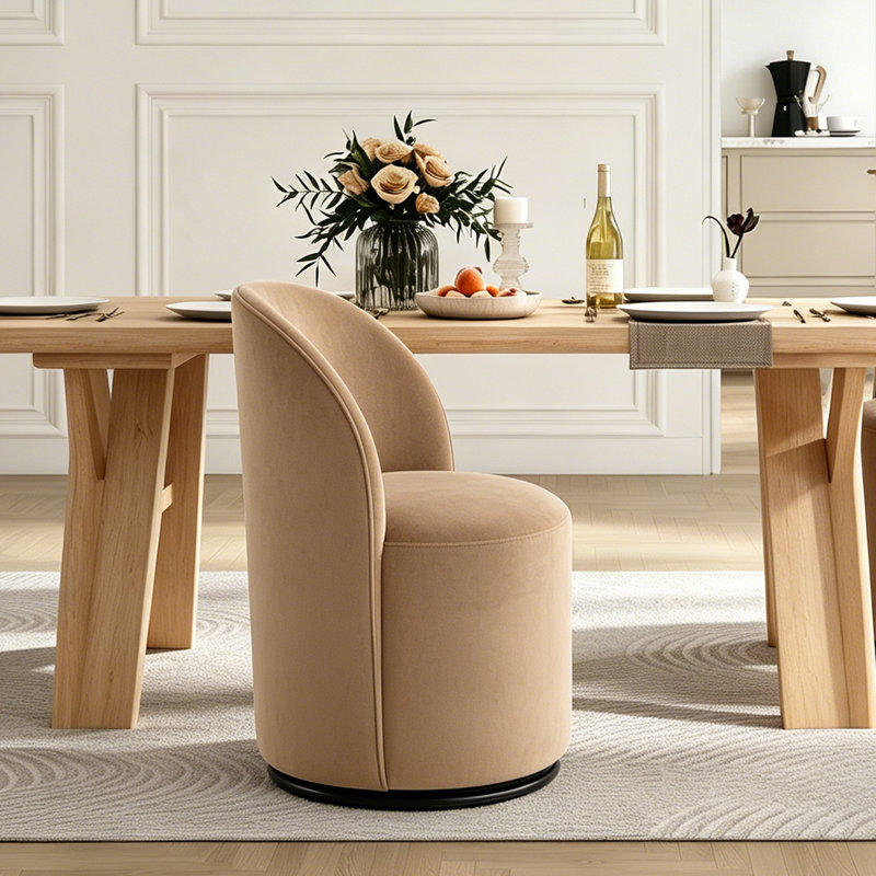 Chaise de baril en velours, Brun, 6