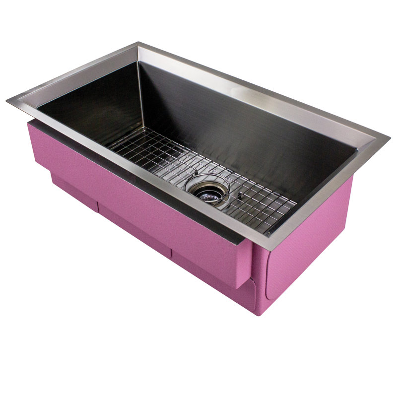 Transolid Studio 33-in x 19-in x 11-in Undermount Stainless Kitchen Sink, SinkPocket, Grid, Strainer, Black