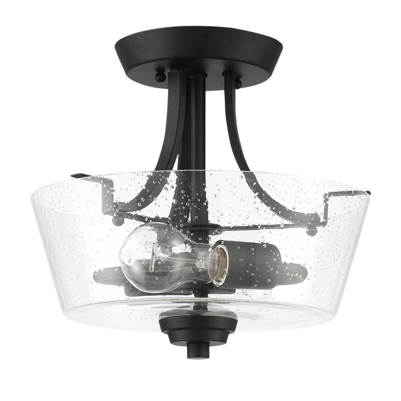 Winn Glass Semi Flush Mount, Espresso