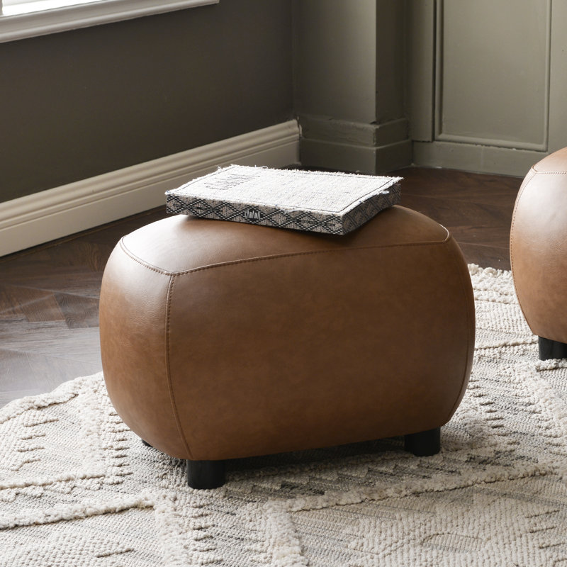Overstreet 23" Wide Faux Leather Upholstered Ottoman, Camel