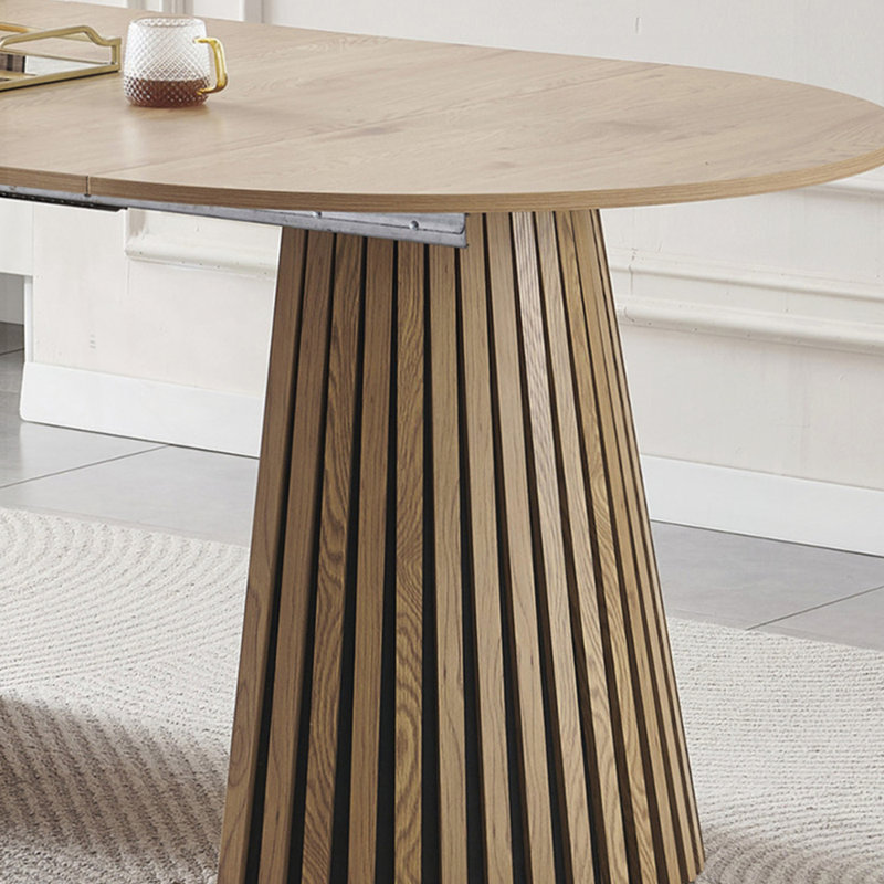 39.4"-70.9" Extendable Dining Table with Slatted Oval Design