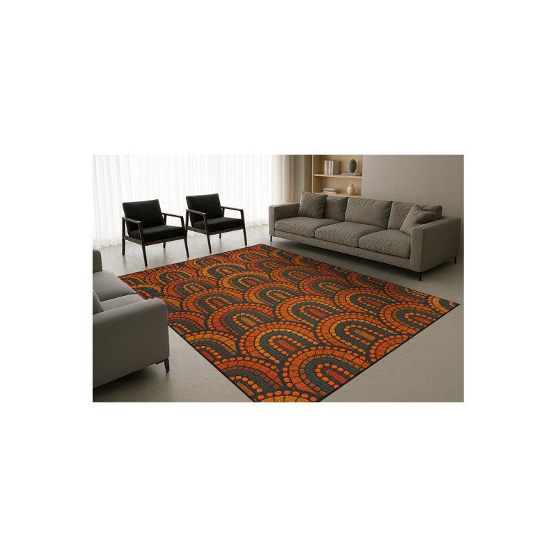 Tapis tissé à motif géométrique brun Mosso, 3'11" x 5'11"