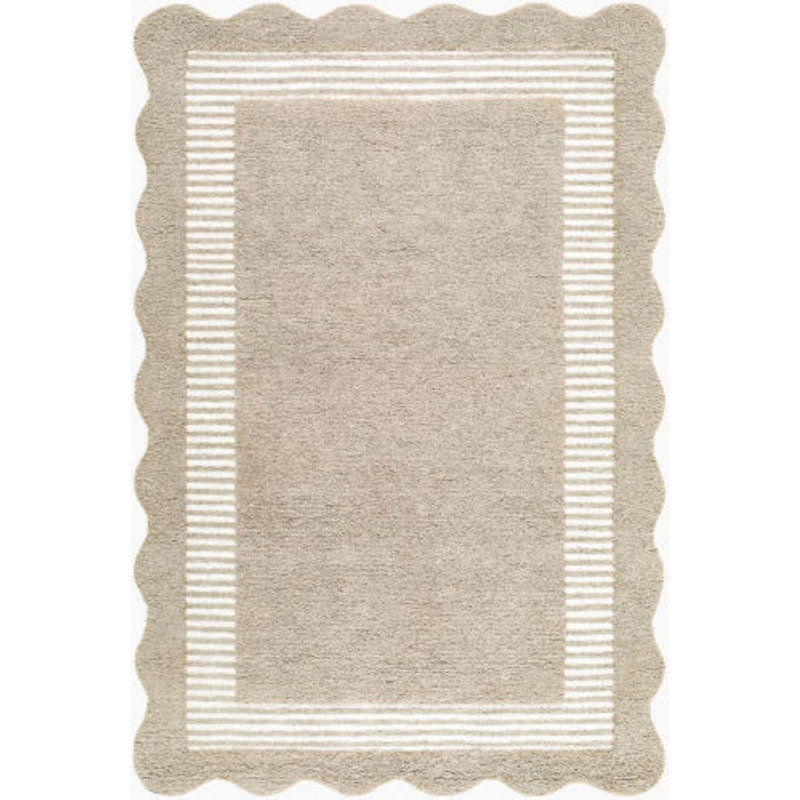 Cailean Handmade Rug, Rectangle 9' x 12', White/Gray