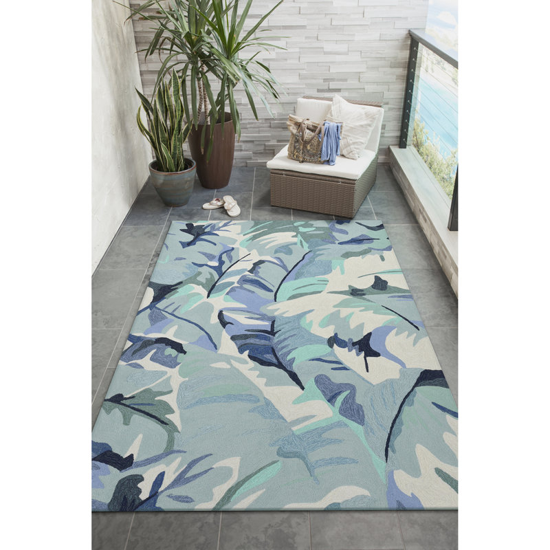 Tapis bleu touffeté à la main Walczak, Rectangle 5 pi x 7 pi 6 po
