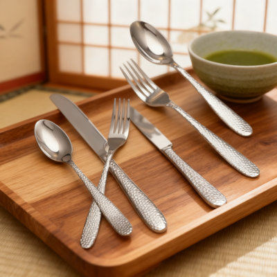 20-Piece Hammered Silverware Set For 4, Stainless Steel Flatware Set With Mirror Polish, Heavy-Duty And Dishwasher Safe Cutlery For Home Or Restaurant Use