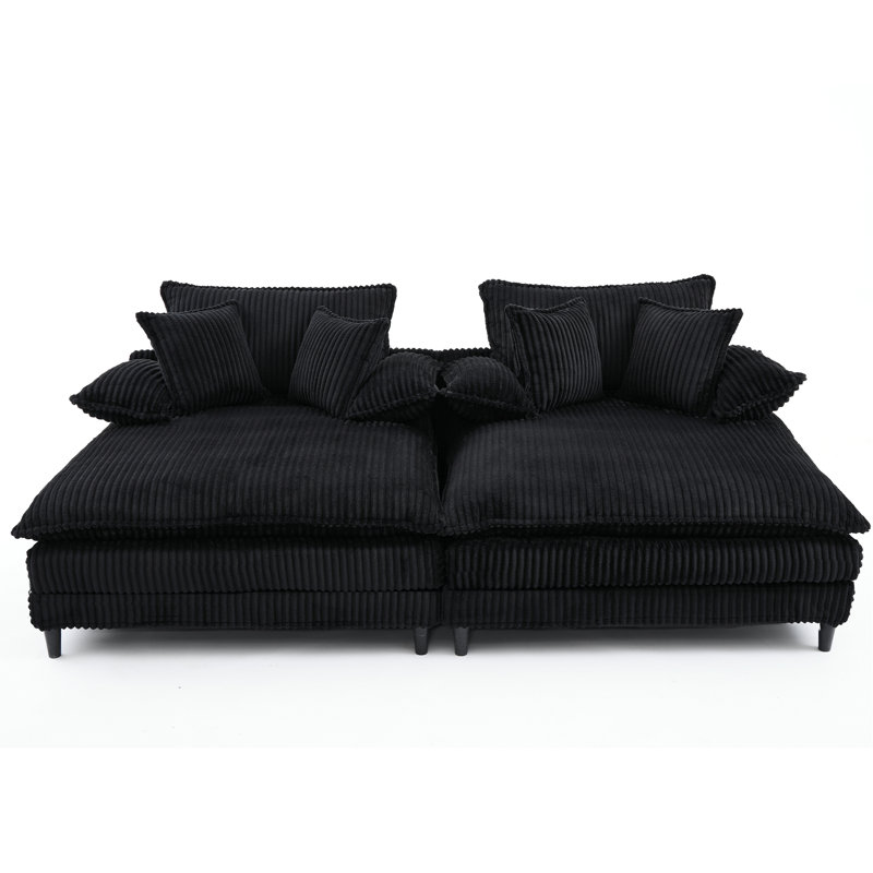 Méridienne surdimensionnée double l 109 po, Noir