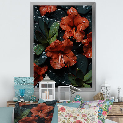 Singulier beauté des rhododendrons rouges - art mural rhododendron