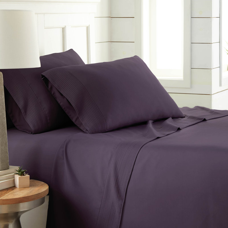 Southshore Fine Linens Vilano Extra Deep Pocket Pleated Sheet Set, Double-Brushed Microfiber 21-Inch Deep Pocket Sheets with Pleated Hem, 1 Pillowcase, Twin, Purple