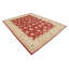 Tapis turc en laine noué à la main 8 x 10,3 pi avec fond rouge et bordure ivoire