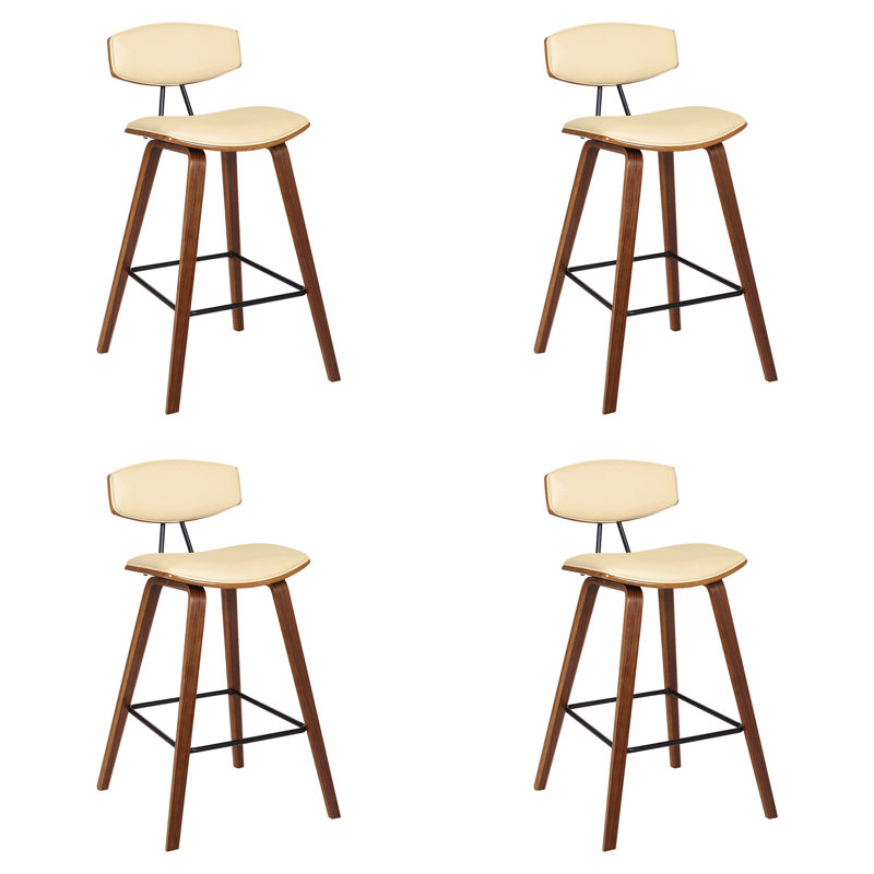 Tabouret de bar Fox , Crème / noyer, 4, Tabouret de comptoir (siège d'une hauteur de 25,5