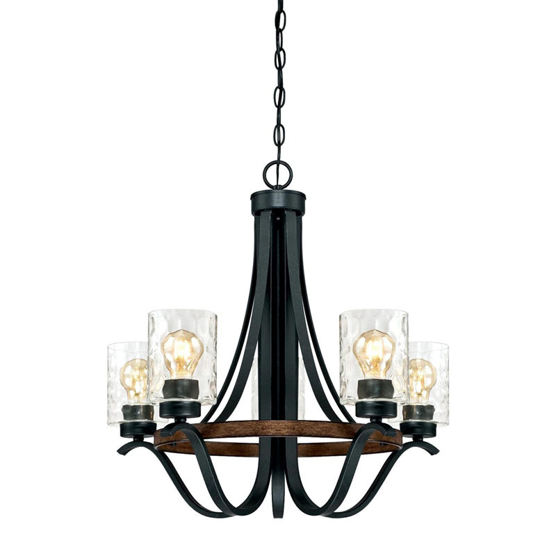 Barnwell 5 - Light Wagon Wheel Chandelier