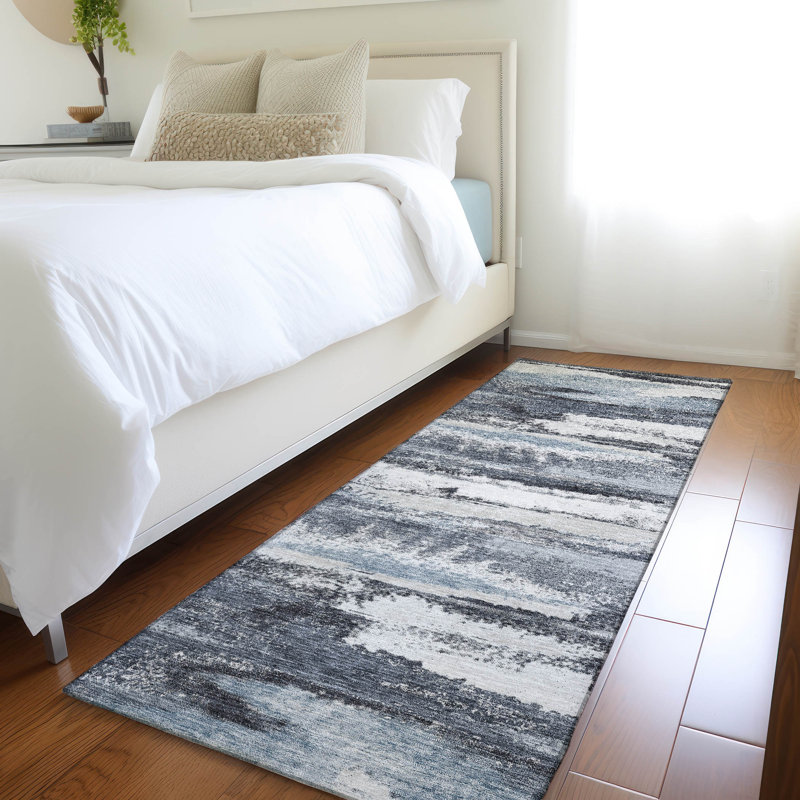 Tapis gris Prisco lavable à la machine de qualité supérieure, Tapis de couloir 2 pi 3 po x 7 pi 6 po