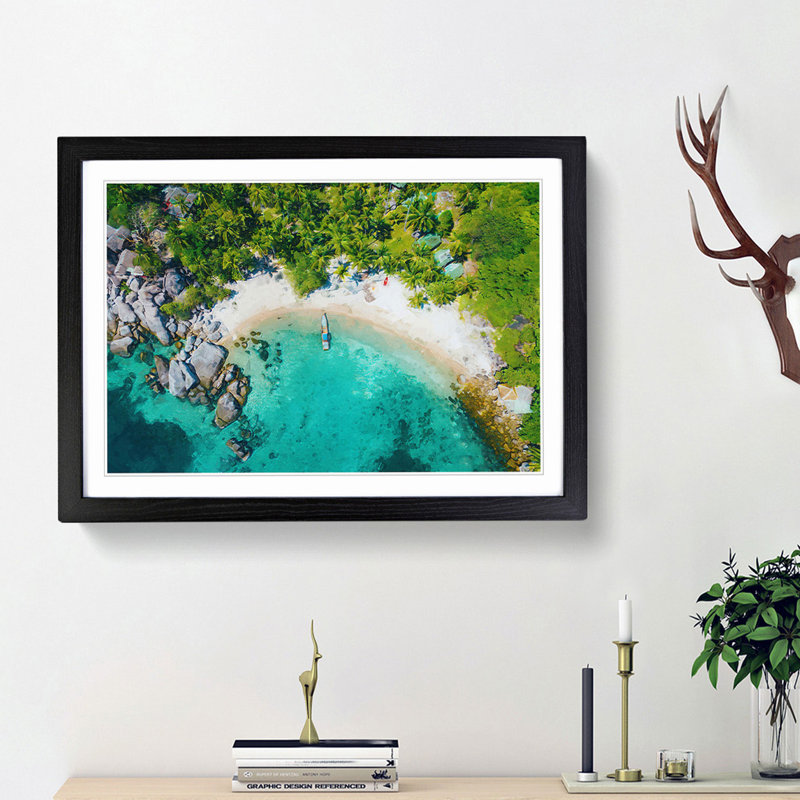 Boat in Ko Tao Thailand - Picture Frame Photograph Print, 36cm H x 48cm W x 2cm D, Black Framed