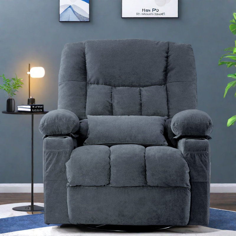 Fauteuil inclinable ergonomique bleu avec massage, rangement et style moderne pour la maison