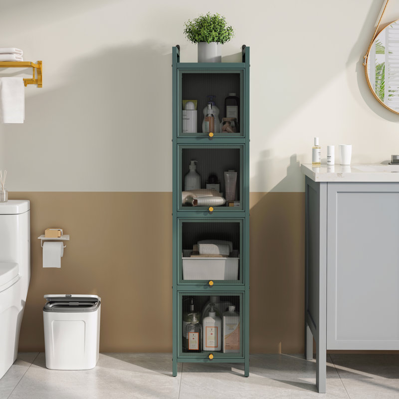 Armoire moderne en verre à quatre niveaux avec rangement à cinq niveaux, Vert