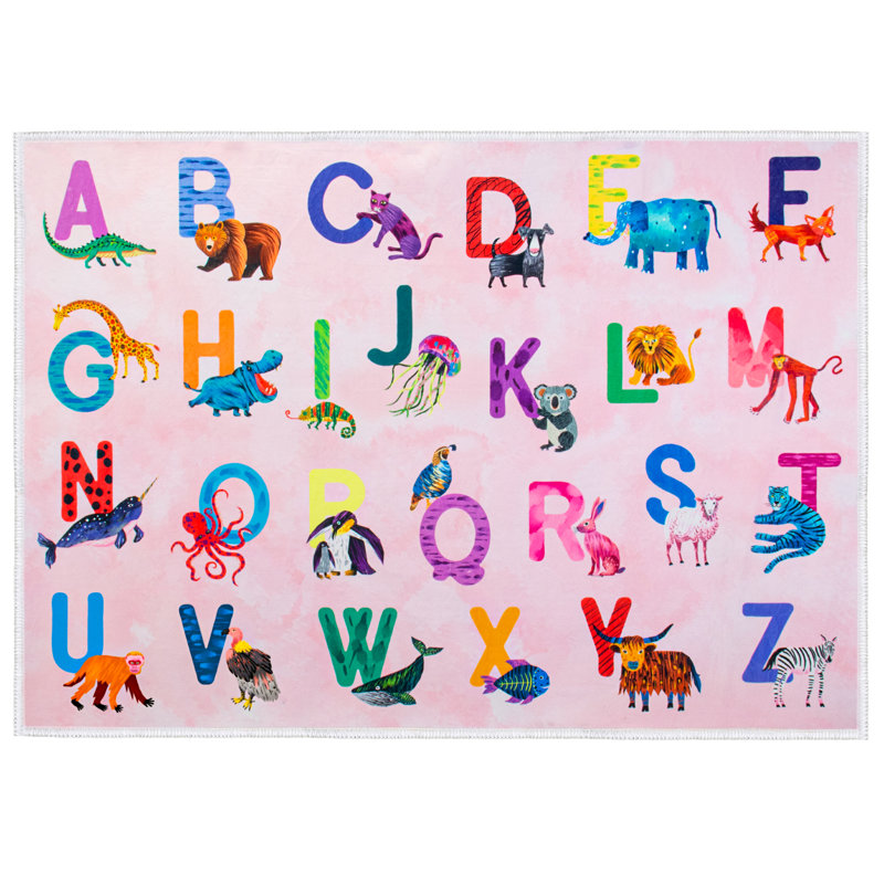 Tapis de classe Alphabet pour enfants, Rectangle 5' x 7'