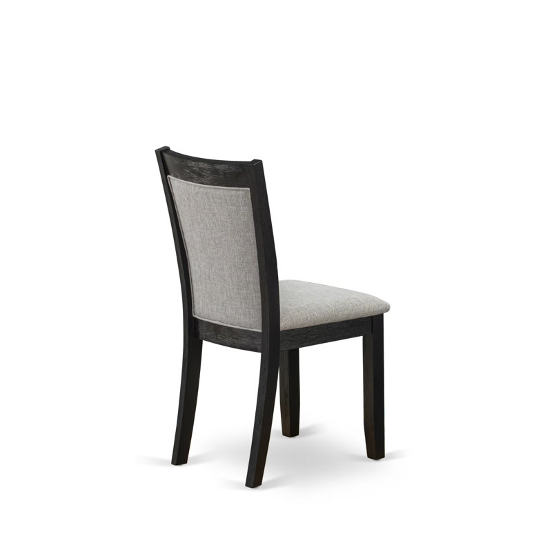 5-Piece Dining Set Includes a Linen White Dinner Table and 4 Cream Linen Fabric Parson Chairs with High Back - Wire Brushed Linen White.