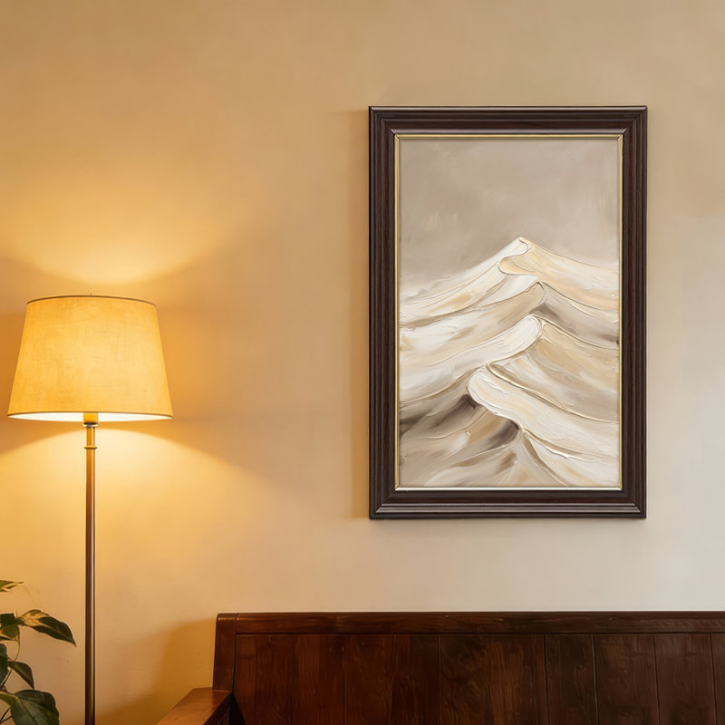 Art mural antique sur toile encadré doré pour le salon, la chambre à coucher, le bureau ou le vestibule - Décoration murale décorative avec vagues abstraites