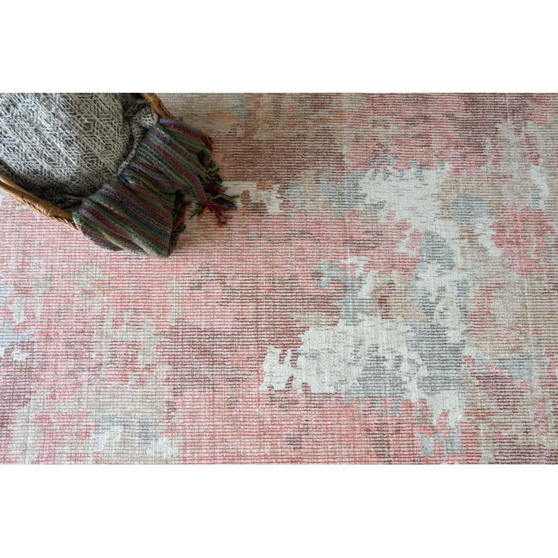 Mineral Abstract Area Rug in Red Orange, Rectangle 9' x 12'
