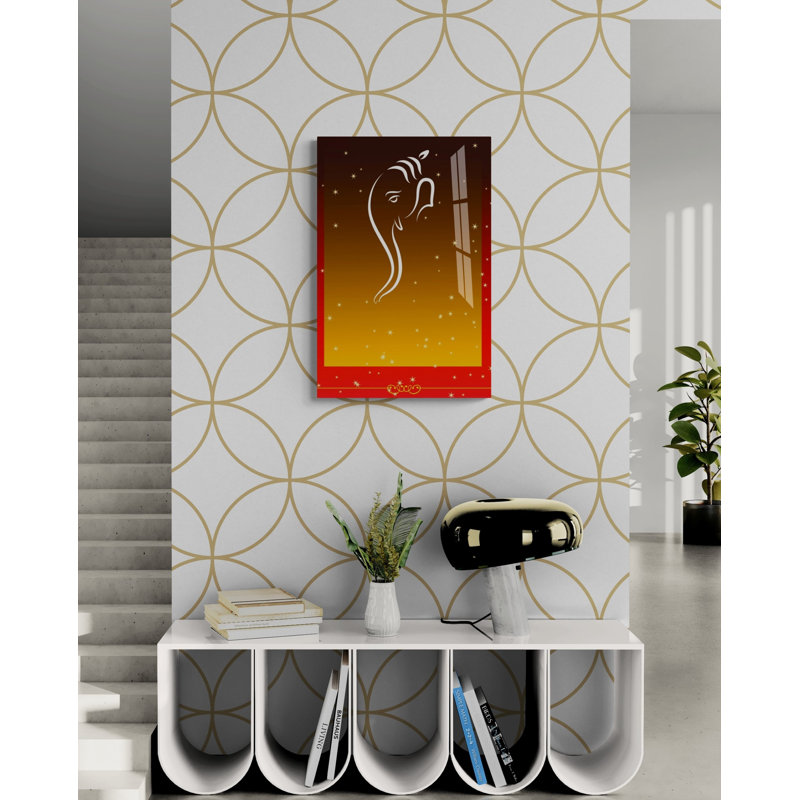 Décoration murale en verre trempé Idole Ganpati, L 15,50 po x H 23,50 po