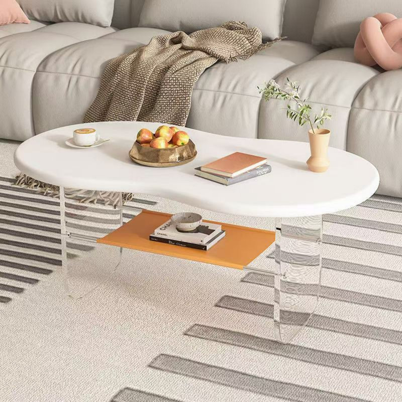 Table basse de luxe 39,4 pouces en forme de noix de cajou de luxe en forme de noix de cajou, table d'appoint de salon, fabriquée en matériau acrylique de 12 mm, haute capacité de charge