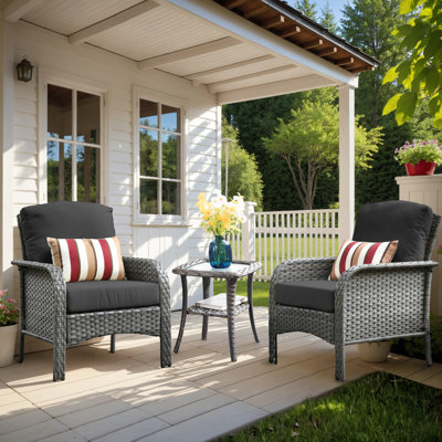 2 - Person Outdoor Seating Group With Cushions And End Table by Winston Porter