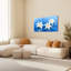 Fleurs de lys blanc sur toile bleue, reproduction d'art sur toile tendue, ensemble de 1-1452363927