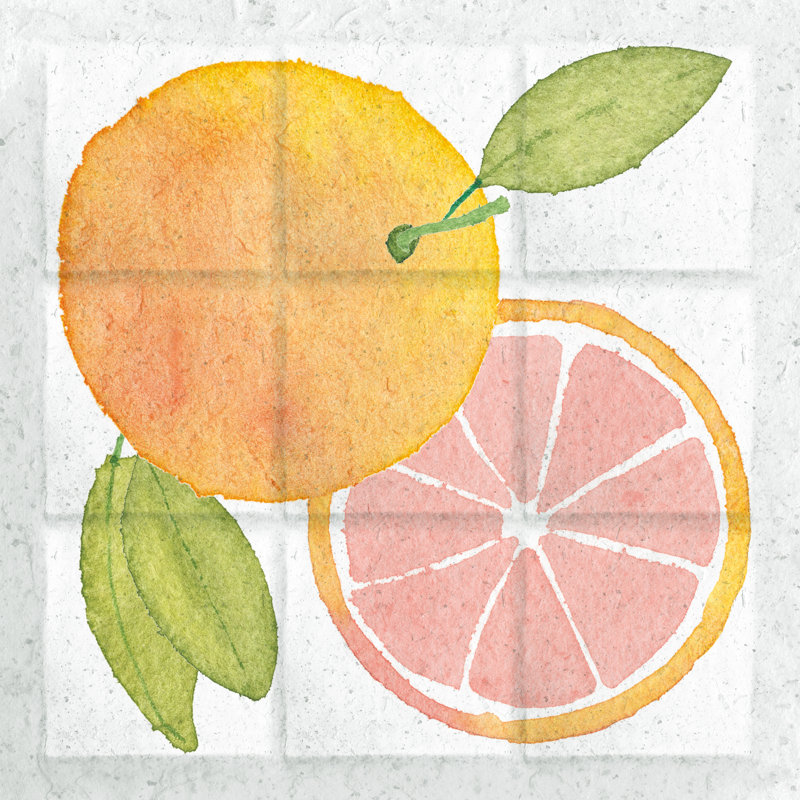 Citrus Tile VIII by Elyse DeNeige - Wrapped Canvas Painting, 76cm H x 76cm W x 3.8cm D