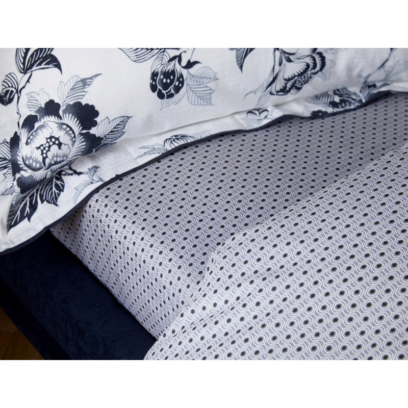 Oka 180 Thread Count Floral 100% Cotton Percale Fitted Sheet, Double (4'6)