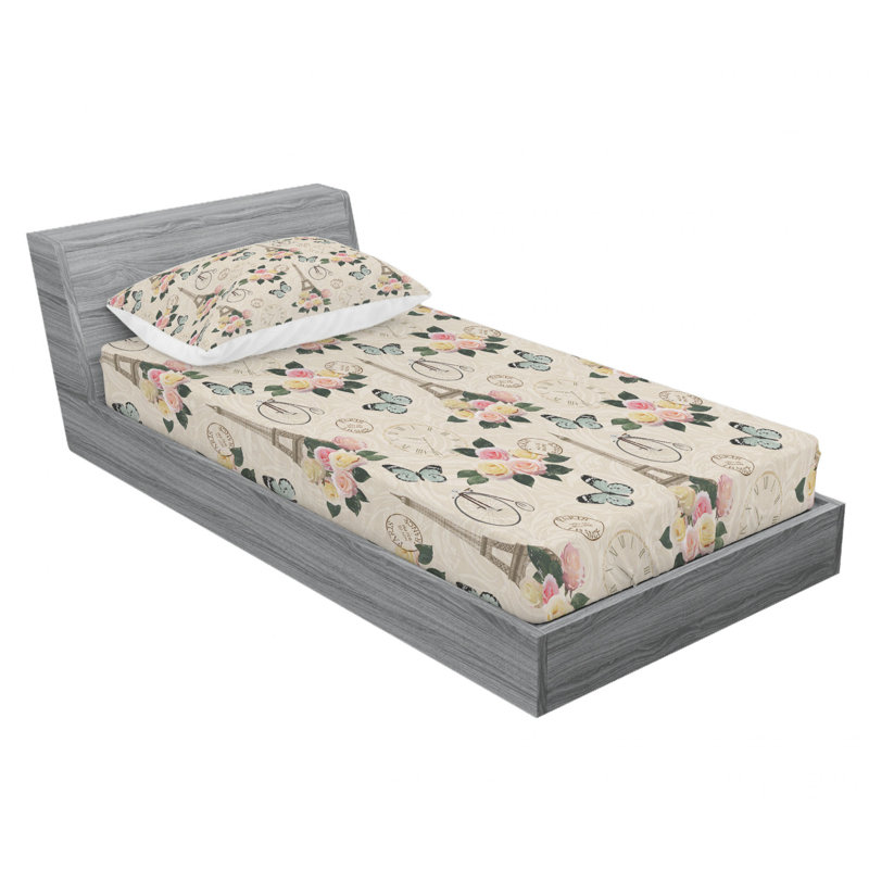 Microfiber Floral Sheet Set, Twin XL Sheet Set with Fitted Sheet