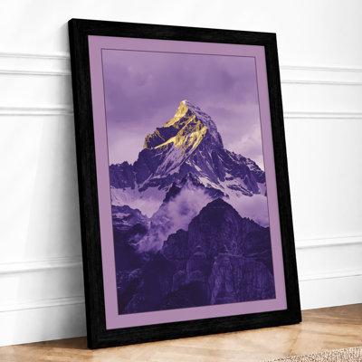 Mountain at Dusk Scandinavian - Framed Print