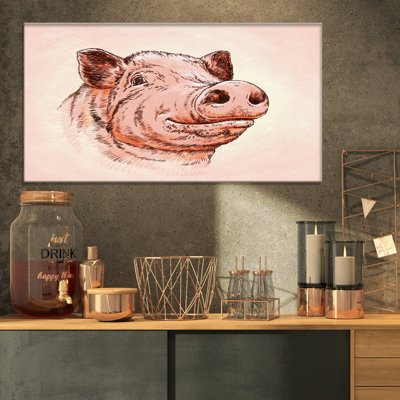 " Pig Portrait In Brush "