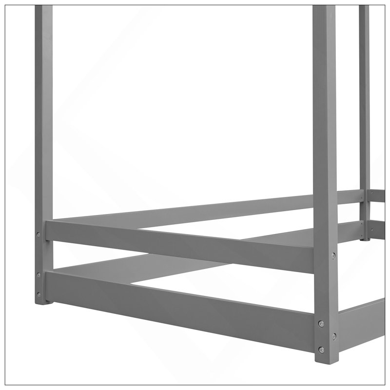 House Platform Beds,Two Shared Beds, Gray, Twin