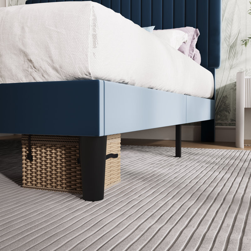Dunphy Velvet Upholstered Platform Bed - Adjustable