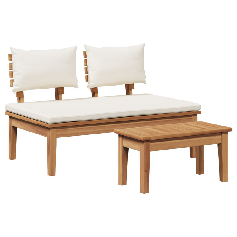 Ensemble de table et banc de jardin vidaXL 2 pièces crème et brun, Blanc