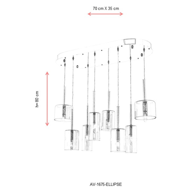 Luminaire suspendu cylindrique à 8 lumières