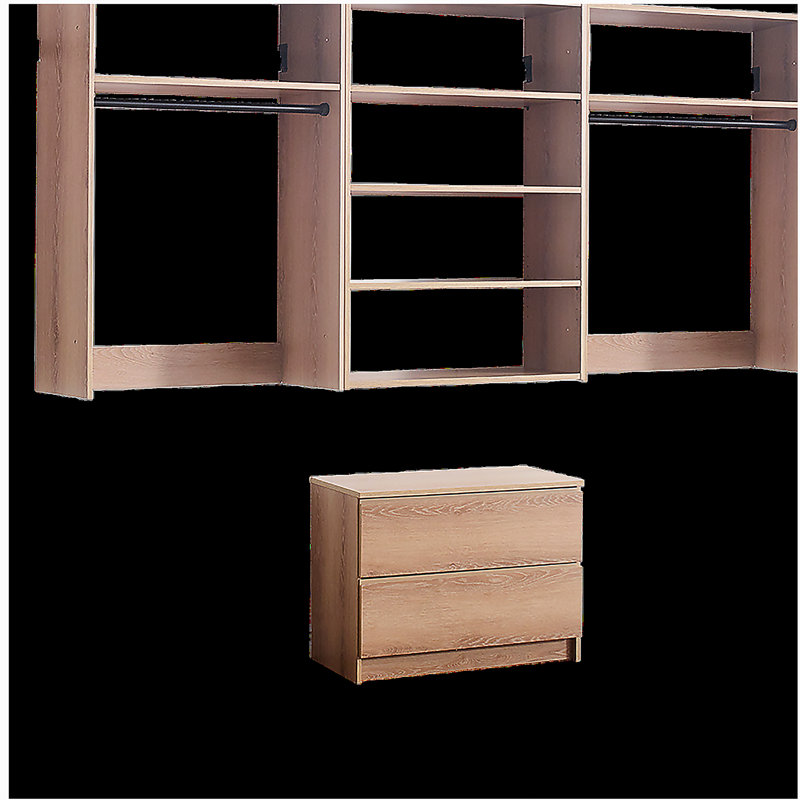 Devi Oak Wall Mounted Wood Closet System, Oak